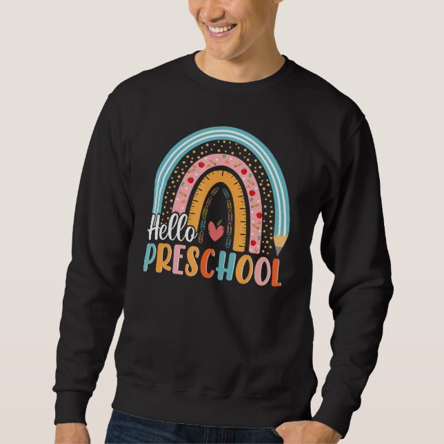 Hej Preschool Boho Rainbow Teacher tillbaka till s Lång Ärmad Tröja (Framsida)