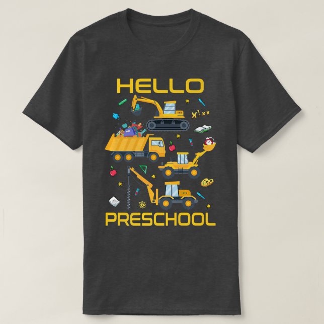 Hej Preschool Construction Lastbil Back to school T Shirt (Design framsida)