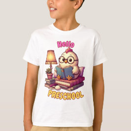 Hej Preschool Cute Chicken Reading Design Children T Shirt