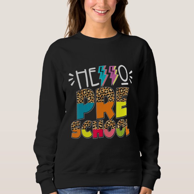 Hej Preschool Leopard Back to school lärarstab Stu T Shirt (Framsida)