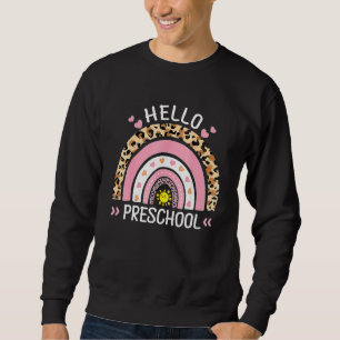 Hej Preschool Leopard Cute Rainbow för lärare Lång Ärmad Tröja