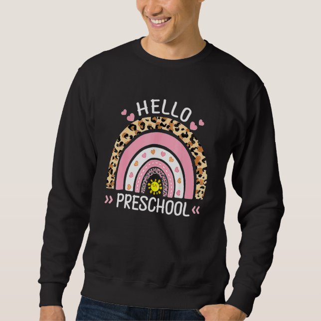 Hej Preschool Leopard Cute Rainbow för lärare Lång Ärmad Tröja (Framsida)