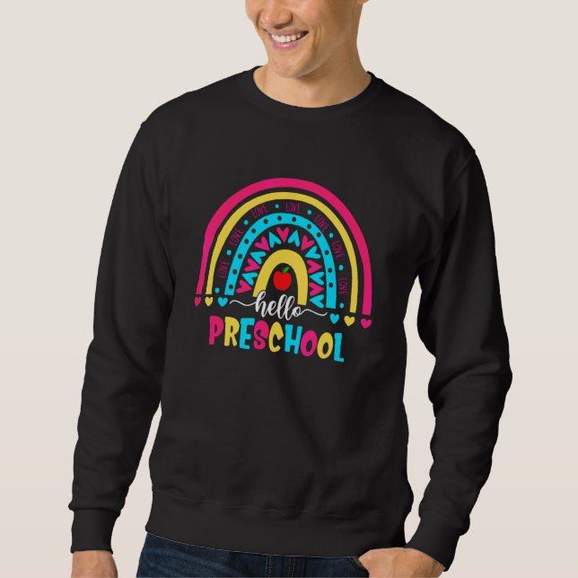 Hej Preschool Rainbow Back to school Lacher Kid Lång Ärmad Tröja (Framsida)