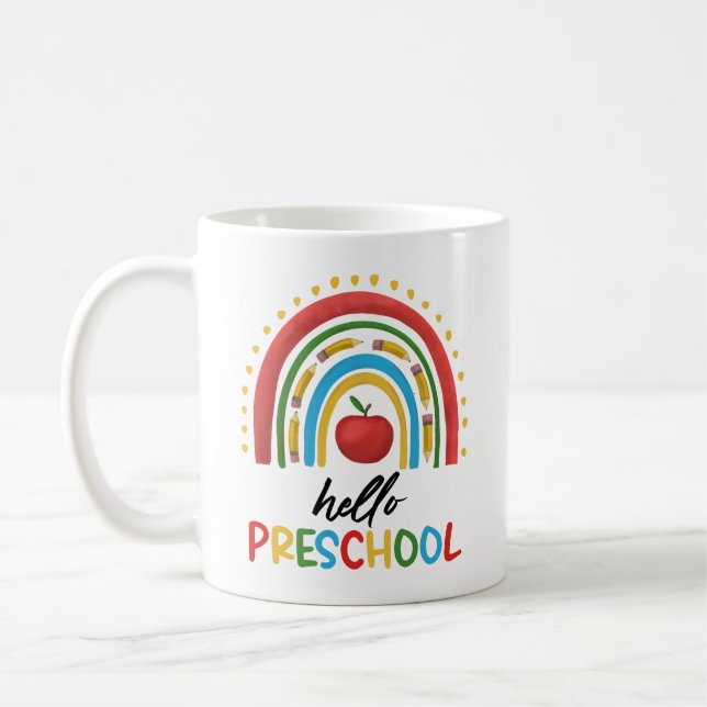 Hej Preschool Rainbow Back to school Teacher Kaffemugg (Vänster)