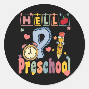 Hej Preschool Retro Teacher Småbarn Girls Tillbaka Runt Klistermärke