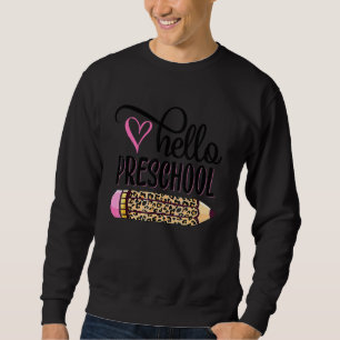Hej Preschool Rosa Leopard Pencil Tillbaka till sk Lång Ärmad Tröja
