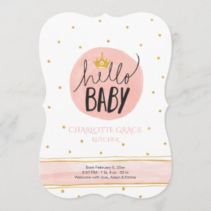 Hej Princess Birth Announcement Meddelande
