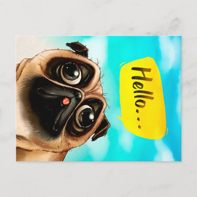 Hej Pug-gåvaidé, Pug-ägare, hundälskare gåva Vykort (Framsida)