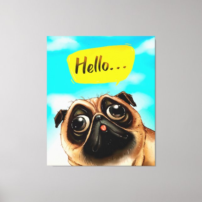 Hej Pug Gift Idea, Pug Owner, Hund älskare Gift Canvastryck (Framsida)