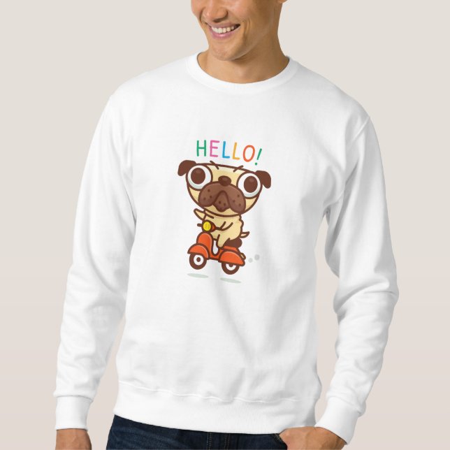Hej Pug Lång Ärmad Tröja (Framsida)