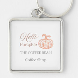 Hej Pumpa Artisan Café Höst Branding Design Fyrkantig Silverfärgad Nyckelring