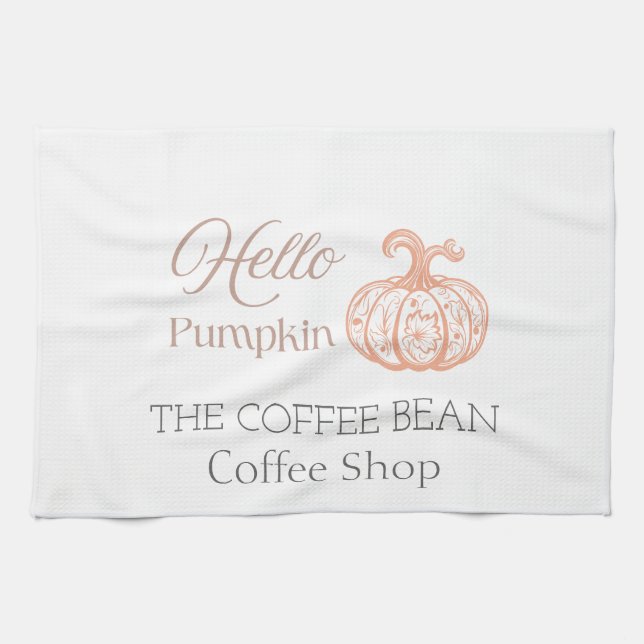Hej Pumpa Höst Café Varumärkesdesign för Hösten Kökshandduk (Horisontell)