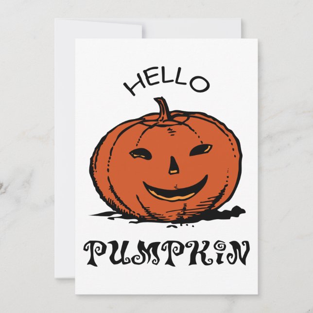 Hej pumpa jack-o-lantern illustration, Svart Inbjudningar (Framsida)