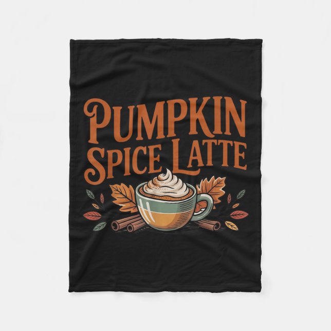 Hej Pumpa Latte Sce Kaffe Kärlek Höstsäsong  Fleecefilt (Framsidan)