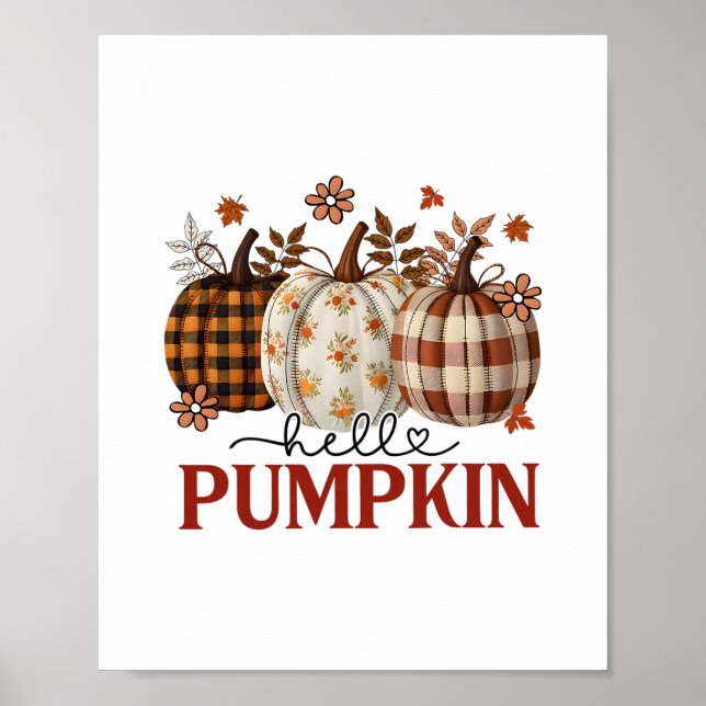 Hej Pumpa Leopardtryck för höstens tackfest  Poster (Framsidan)