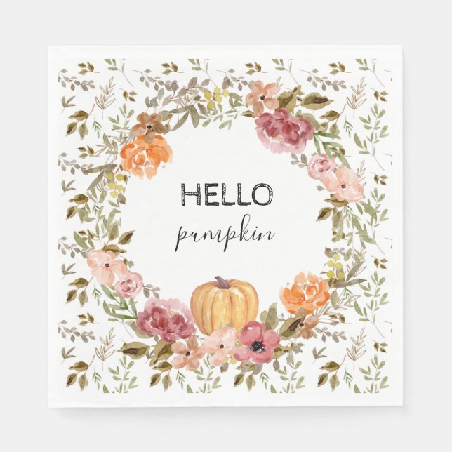 Hej Pumpa Pappersservetter Höst Bröllopsdusch (Framsidan)