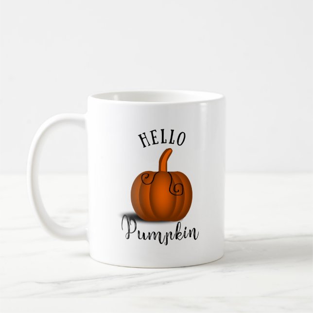 Hej pumpa vattenfärg lustigt hösten kaffemugg (Vänster)