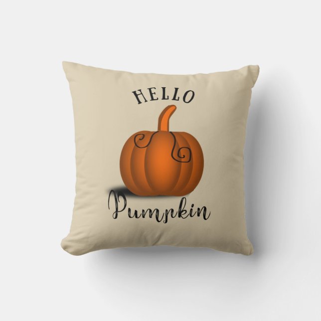 Hej pumpa vattenfärg lustigt hösten kudde (Framsida)