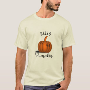 Hej pumpa vattenfärg lustigt hösten t shirt