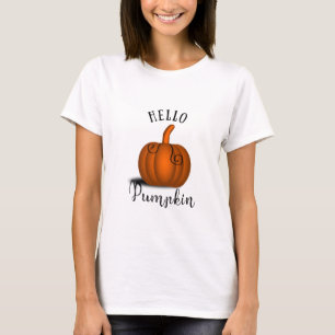Hej pumpa vattenfärg lustigt hösten t shirt