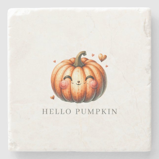 Hej Pumpa Whimsical Minimalistisk Anpassad  Stenunderlägg (Framsidan)