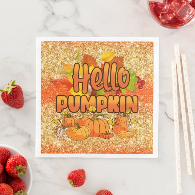 Hej Pumpkin Autumn Anpassa Färg Pappersservett (Insitu)