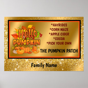 Hej Pumpkin Autumn Anpassa text och Färg Poster