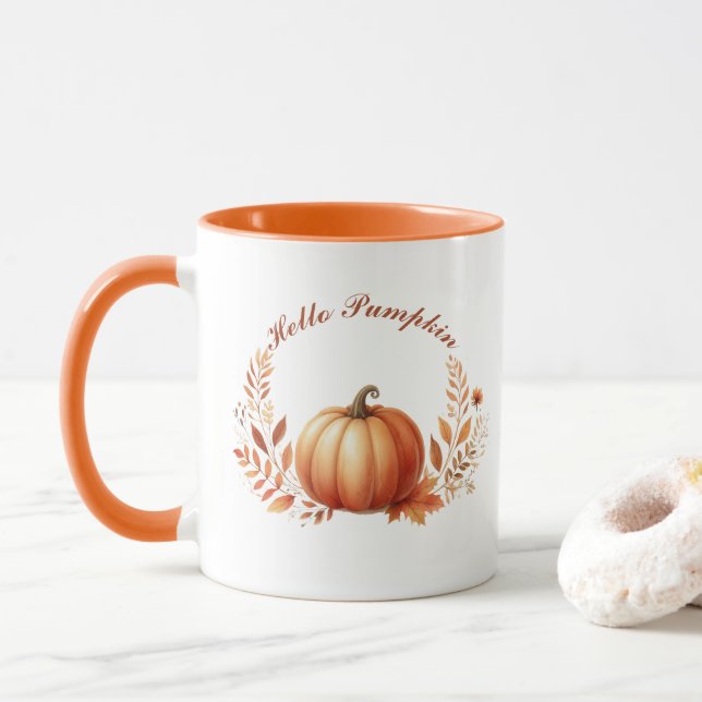 Hej Pumpkin Autumn Anpassad text Mugg (Med munk)