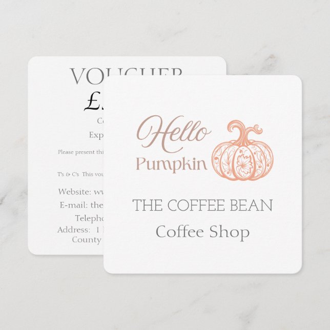 Hej Pumpkin Autumn Café, Fall Coffee Shop Märke (Fram/baksida)
