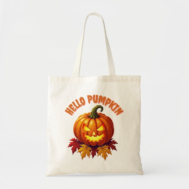 Hej Pumpkin Autumn Halloween Tygkasse (Framsidan)