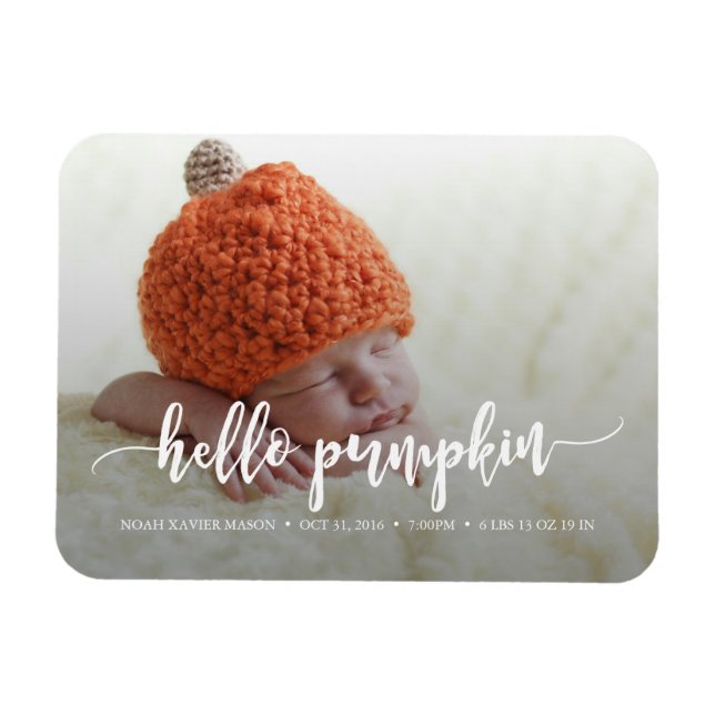 Hej Pumpkin Birth Announcement Magnet (Horisontell)