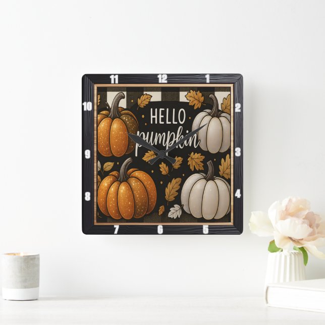 Hej Pumpkin Black Play Fyrkantig Klocka (Hem)
