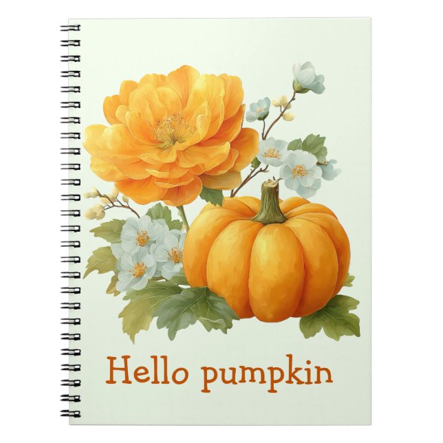 Hej Pumpkin Blommigt Halloween Design Design Anteckningsbok (Framsidan)