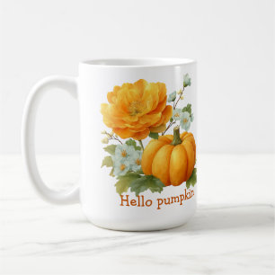 Hej Pumpkin Blommigt Halloween Design Design Kaffemugg