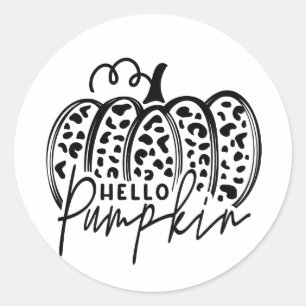 Hej Pumpkin Cheetah Print Stickers Runt Klistermärke