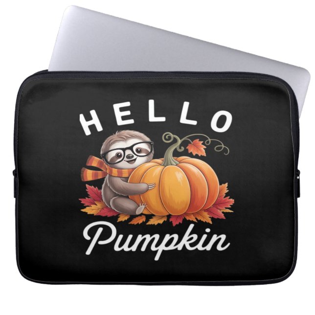 Hej Pumpkin - Cute Fall Sloth Höst löv Foli Laptop Fodral (Framsidan)