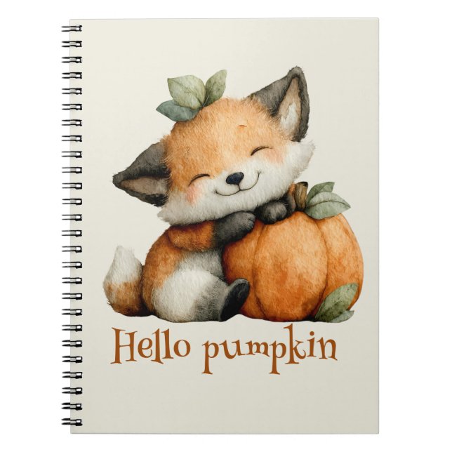 Hej Pumpkin Cute Fox Halloween Design Design Anteckningsbok (Framsidan)
