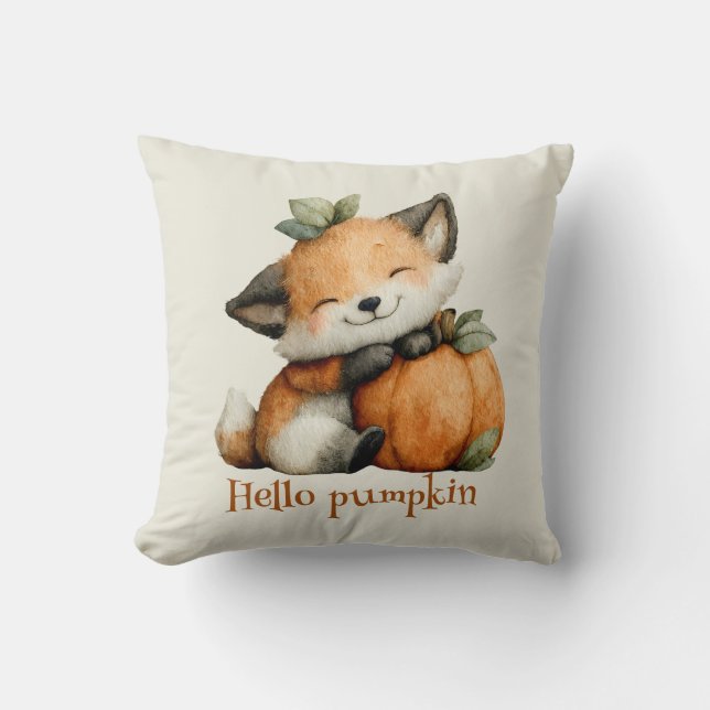Hej Pumpkin Cute Fox Halloween Design Design Kudde (Framsida)