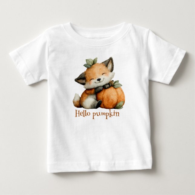 Hej Pumpkin Cute Fox Halloween Design Design T Shirt (Framsida)