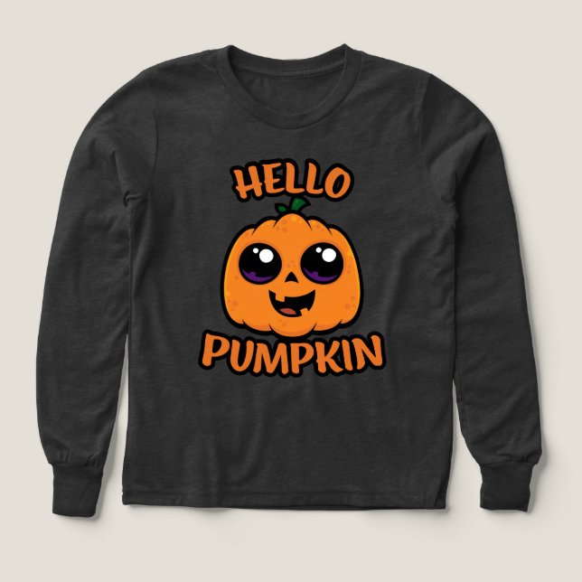 Hej Pumpkin Cute Halloween Jack-O-Lantern T Shirt (Design framsida)