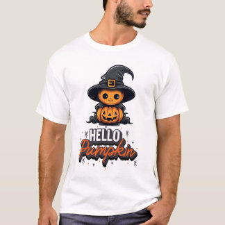 Hej Pumpkin Cute Halloween Pumpkin Witch T Shirt