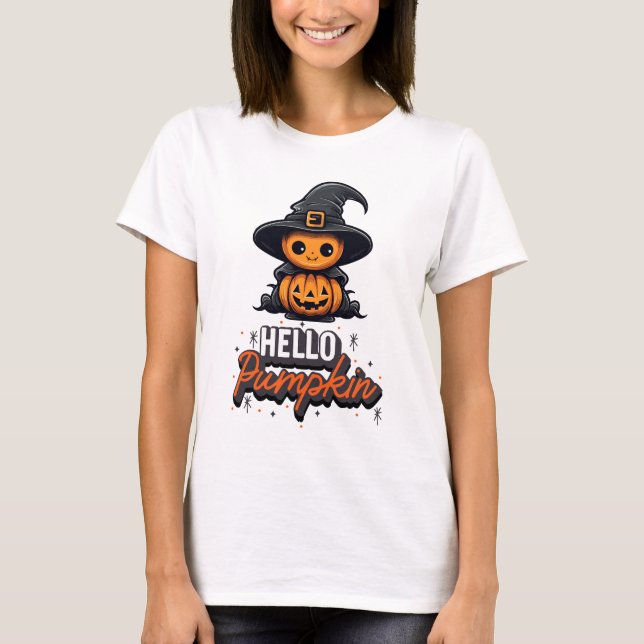 Hej Pumpkin Cute Halloween T Shirt (Framsida)