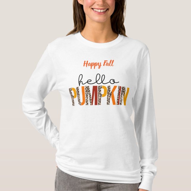 Hej Pumpkin Fall Autumn Anpassa text T Shirt (Framsida)