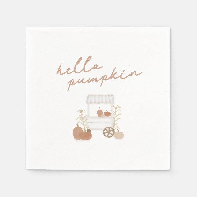 Hej Pumpkin Fall Baby Shower Napkins Pappersservett (Framsidan)