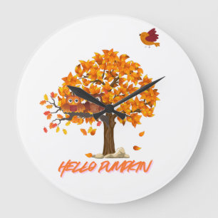"Hej Pumpkin Fall Dekorativ kudde - Mysiga hösten Stor Klocka