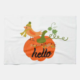"Hej Pumpkin Fall Kitchen Towel - Autumn Farmhou Kökshandduk