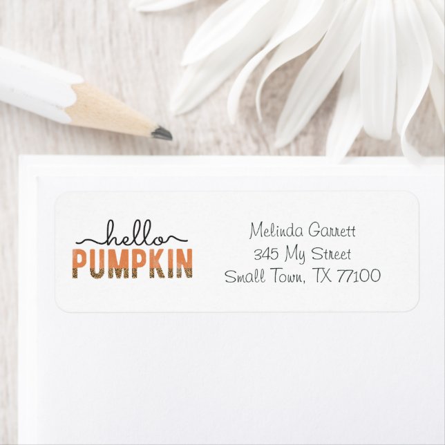 Hej Pumpkin Fall Orange Thanksgiving Label Returadress Etikett (Insitu)