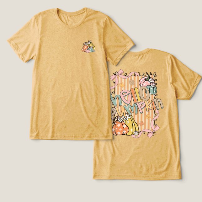 Hej Pumpkin Fall-säsong T Shirt (Design fram och bak)