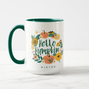 Hej Pumpkin Fall Wildblommblommor Butterfly Wansen Mugg