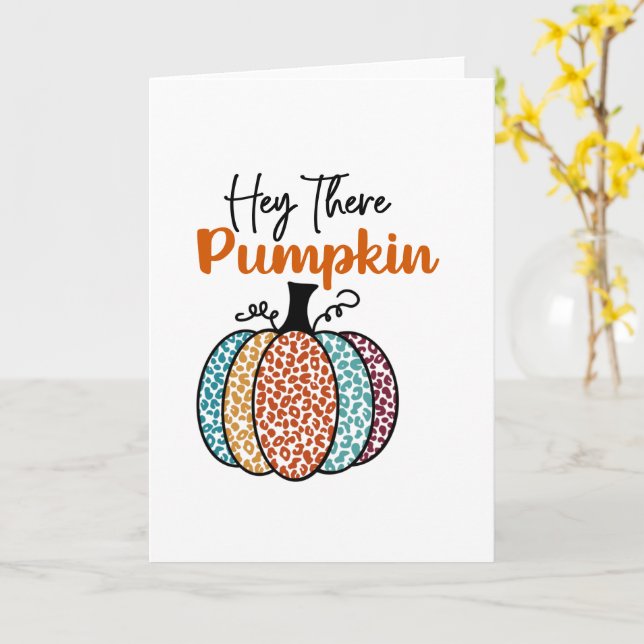 Hej Pumpkin-kort | Fallkort | Leopard Pumpkin Kort (Gul blomma)